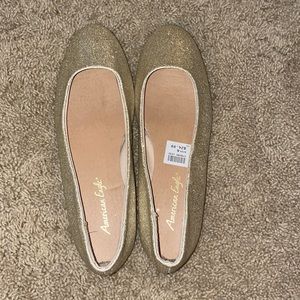 Gold glittered American Eagle flats